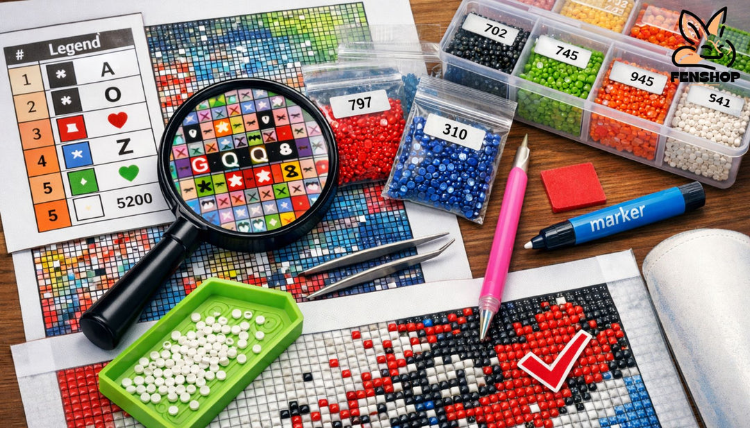 Jak czytać schemat haftu diamentowego (oznaczenia, symbole)