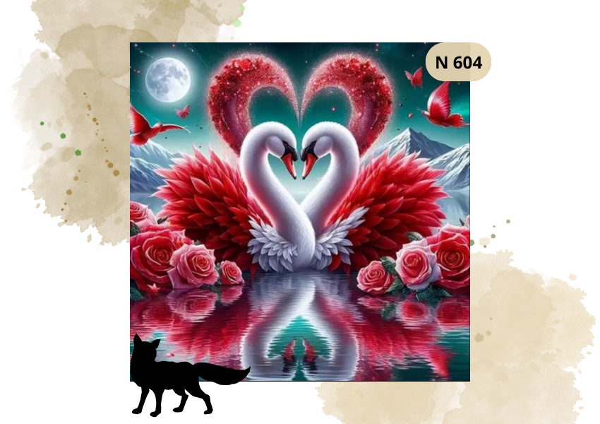 Haft Diamentowy Zwierzęta "Łabędzie W Kolorach Miłości"