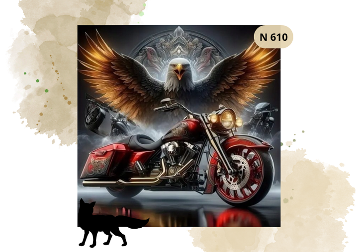 Haft Diamentowy Zwierzęta "Motor Na Tle Orła"