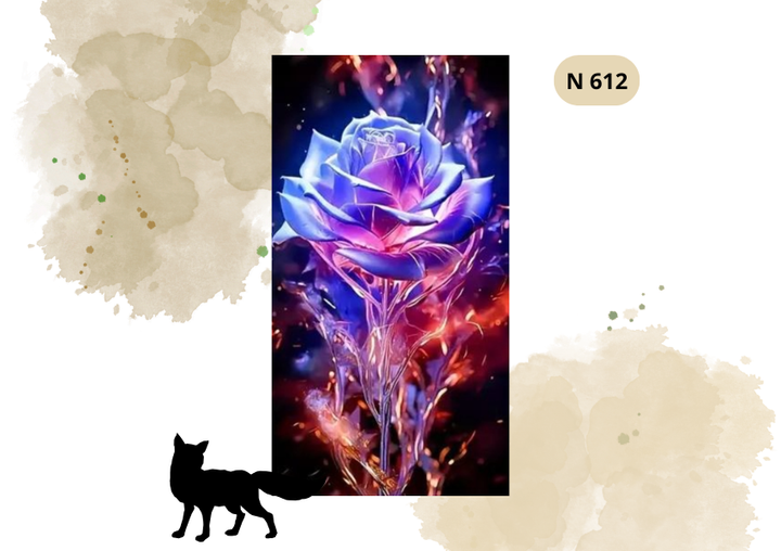 Haft Diamentowy Kwiaty "Róża W Płomieniach"