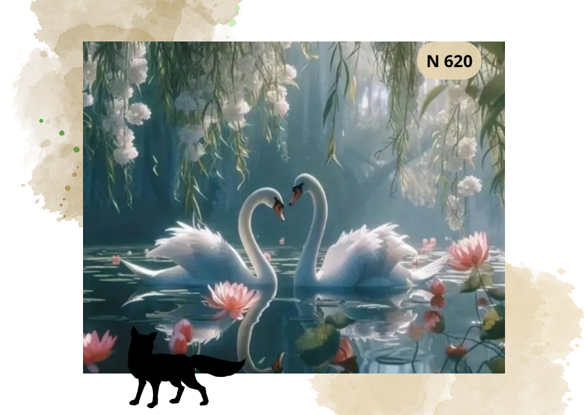 Haft Diamentowy Zwierzęta "Łabędzie Między Drzewami"