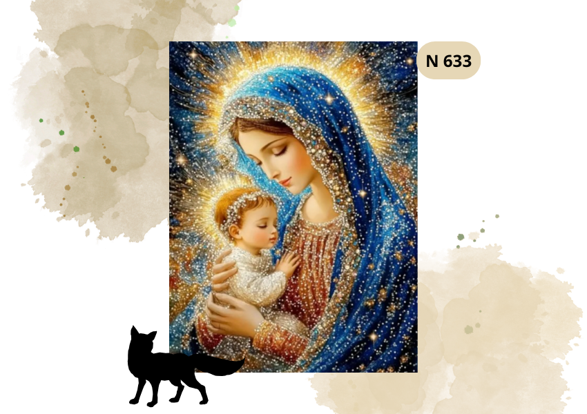 Haft Diamentowy Religijny "Matka Boska Maryja Z Dzieciątkiem w Blasku"