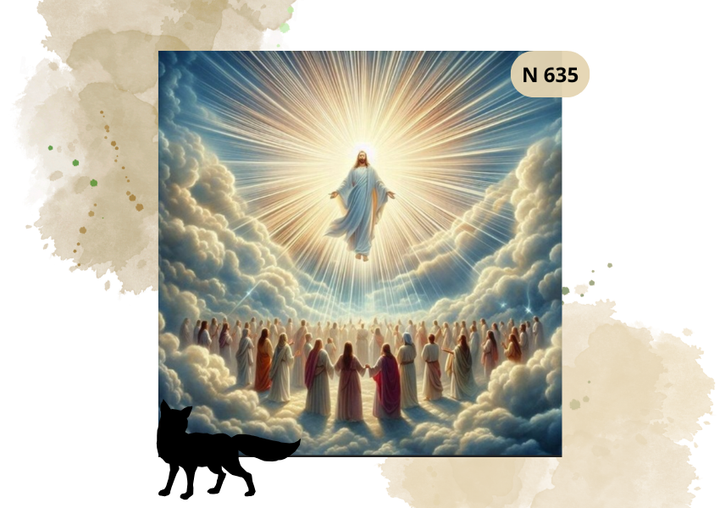 Haft Diamentowy Religijny "Jezus Z Wiernymi W Niebie"