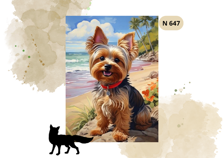 Haft Diamentowy Zwierzęta "York Na Plaży"