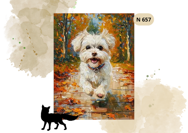 Haft Diamentowy Zwierzęta "Maltańczyk W Lesie"