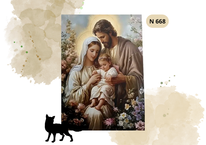 Haft Diamentowy Religijny "Święta Rodzina W Kwiatach"