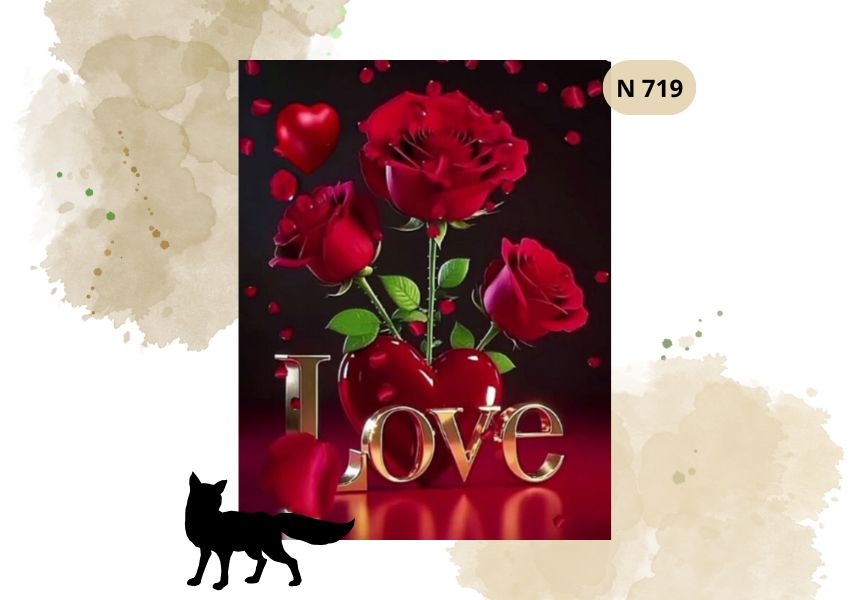 Haft Diamentowy Kwiaty "Czerwone Róże Z Love"