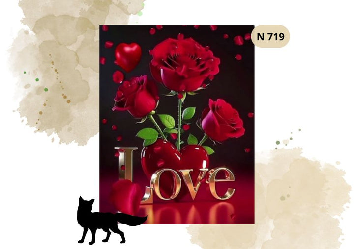 Haft Diamentowy Kwiaty "Czerwone Róże Z Love"