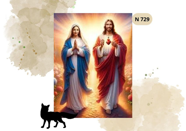 Haft Diamentowy Religijny "Jezus z Matką Boską w Niebie"