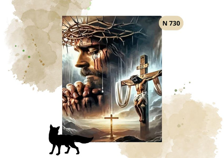 Haft Diamentowy Religijny "Jezus Na Krzyżu, Modląca Się Twarz"