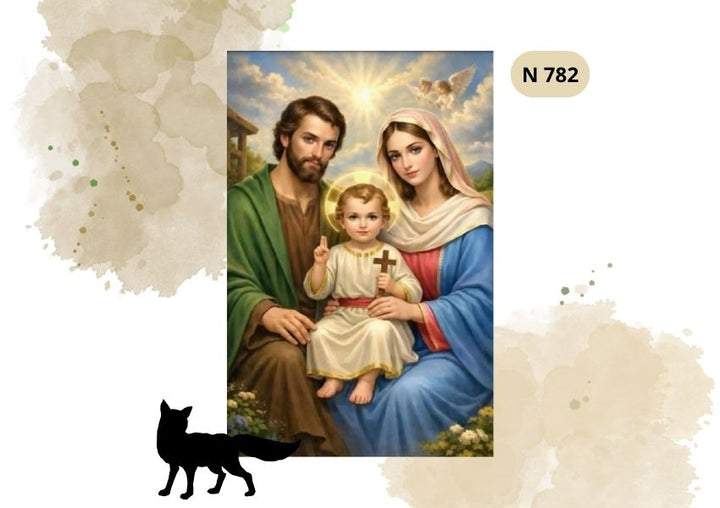 Haft Diamentowy Religijny „Święta Rodzina z Dzieciątkiem Jezus i Krzyżem”
