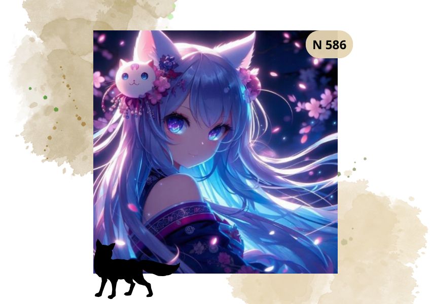 Haft Diamentowy Anime Dziewczyna Kot