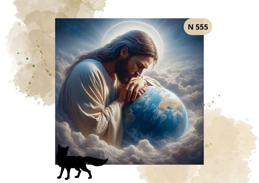 Haft Diamentowy Religijny Jezus Oparty o Ziemie
