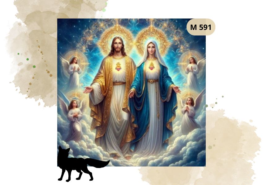 Haft Diamentowy Religijny Maryja z Jezusem w Niebie