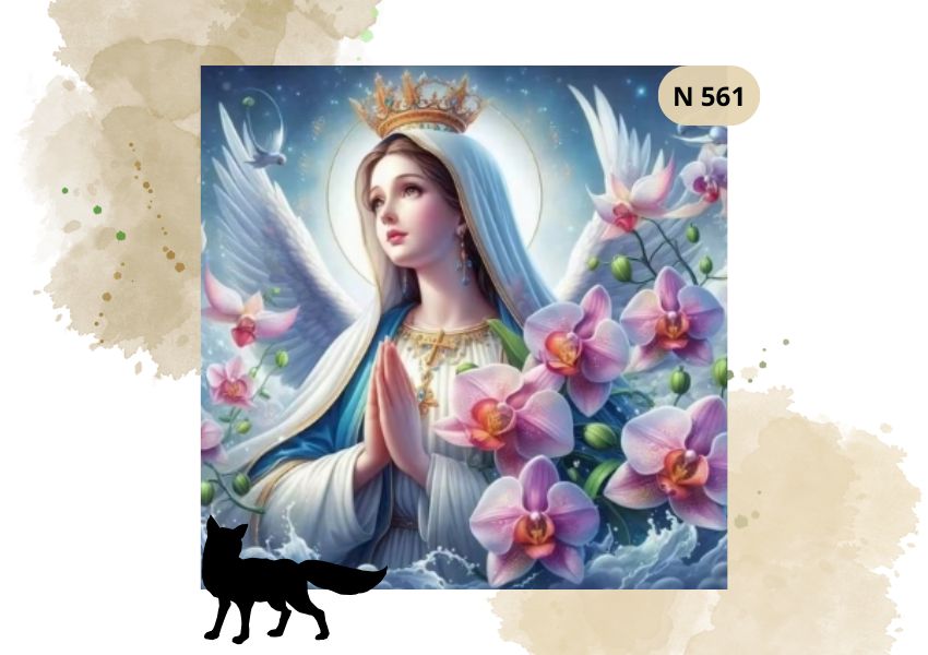 Haft Diamentowy Religijny Matka Boska Maryja w Orchideach