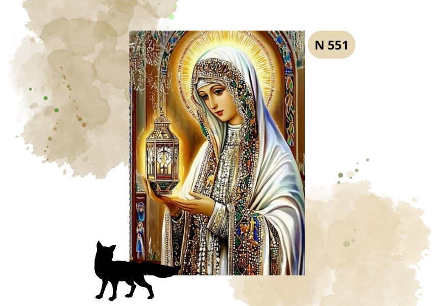 Haft Diamentowy Religijny "Matka Boska Maryja z Lampionem"