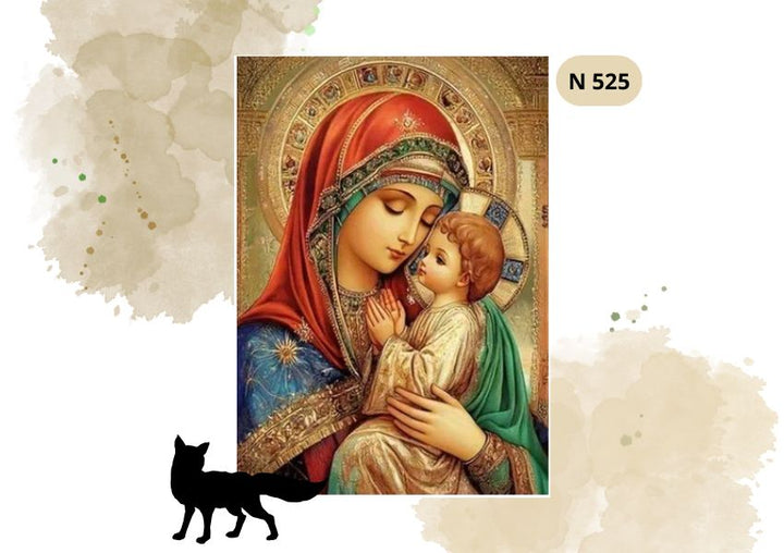 Haft Diamentowy Religijny "Matka Boska Przytulająca Jezusa"