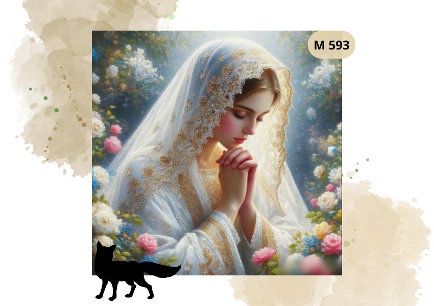 Haft Diamentowy Religijny Modląca Się Matka Boska Maryja w Kwiatach