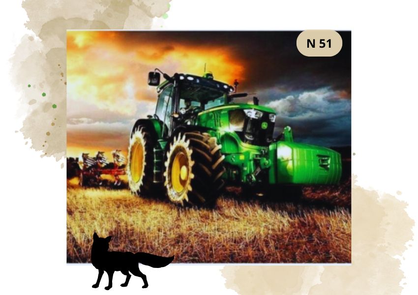Haft Diamentowy Zielony Traktor