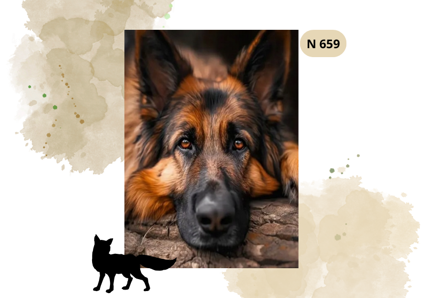 Haft Diamentowy Zwierzęta "Leżący Owczarek Niemiecki"