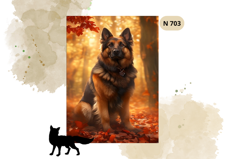 Haft Diamentowy Zwierzęta "Owczarek Niemiecki W Jesiennym Lesie"