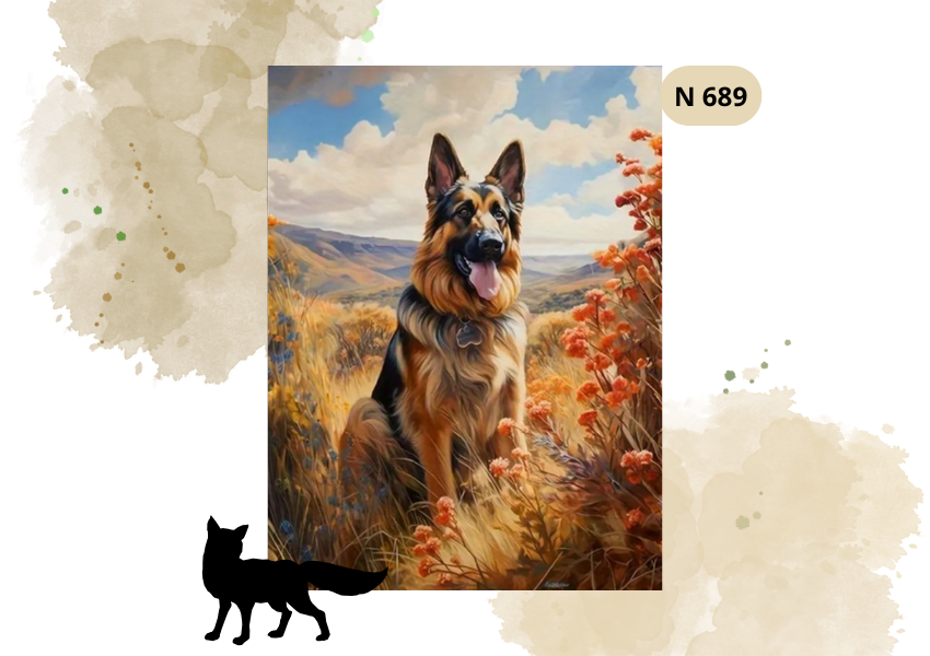 Haft Diamentowy Zwierzęta "Owczarek Niemiecki Na Łące"